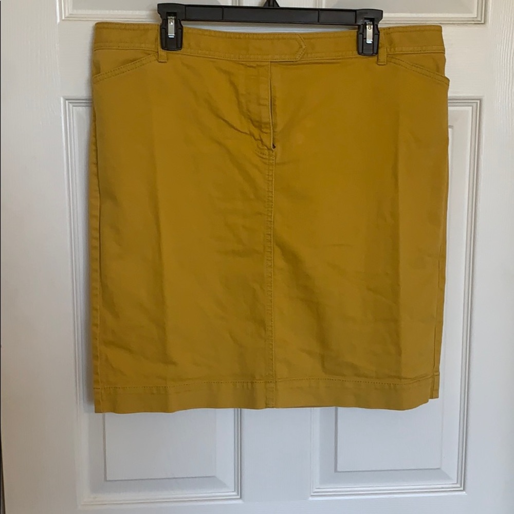 Mustard denim pencil skirt